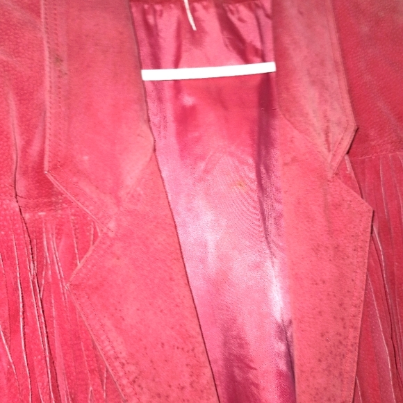 VINTAGE Red fringe jacket with shoulder pads! From the 80s! - Picture 5 of 11